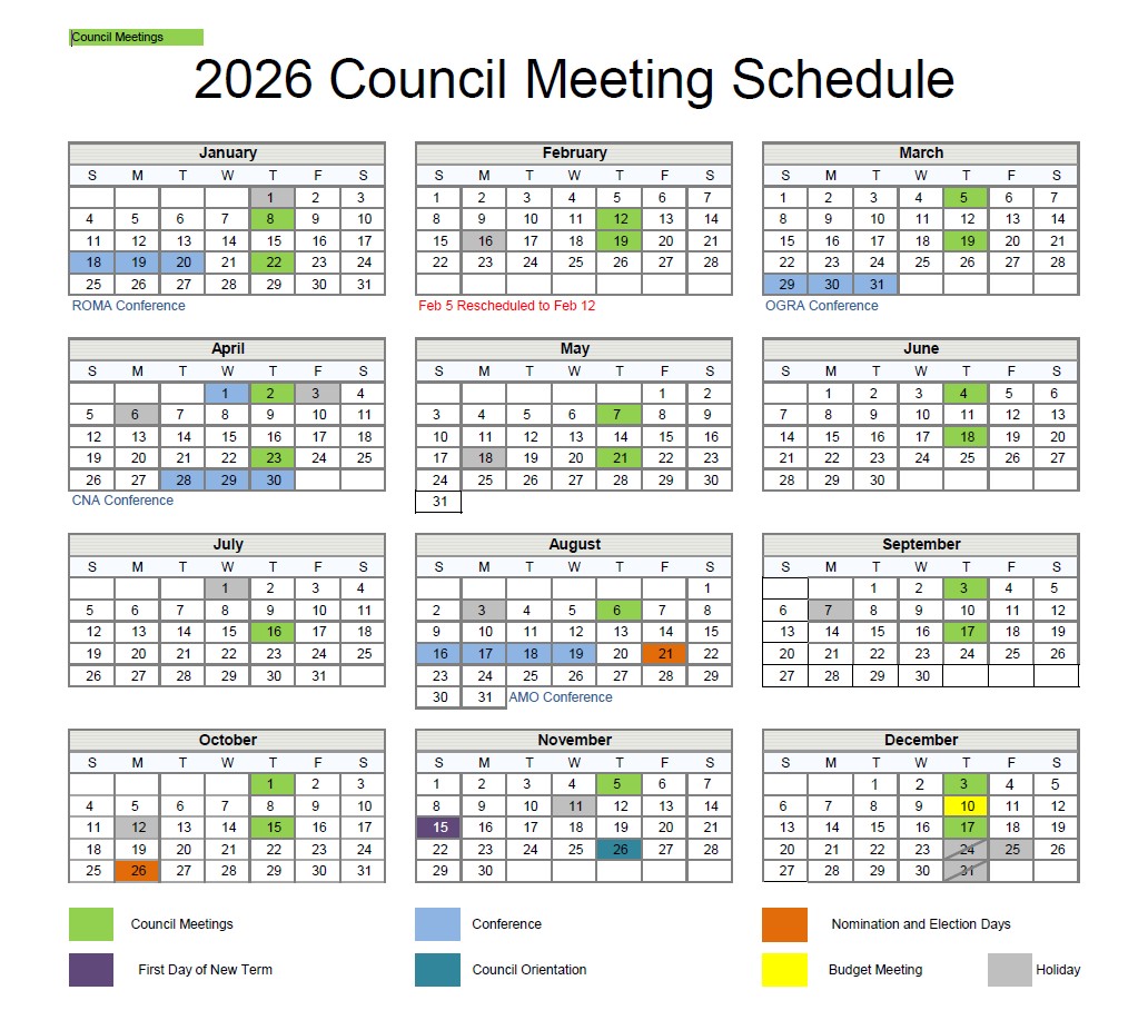 2026 Bruce County Council Meeting Calendar