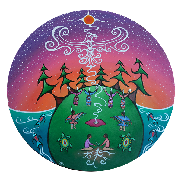 Aki Ogichidaa - Protectors of the Land, an original artwork by Kennedy Cameron-Nashkewa.