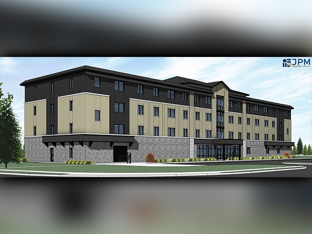 An architectural rendering of the future Eastridge Road building.
