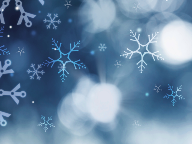 white winter snowflakes on navy background