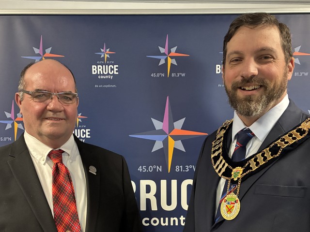 From left, Bruce County Deputy Warden Don Murray and Bruce County Warden Luke Charbonneau.