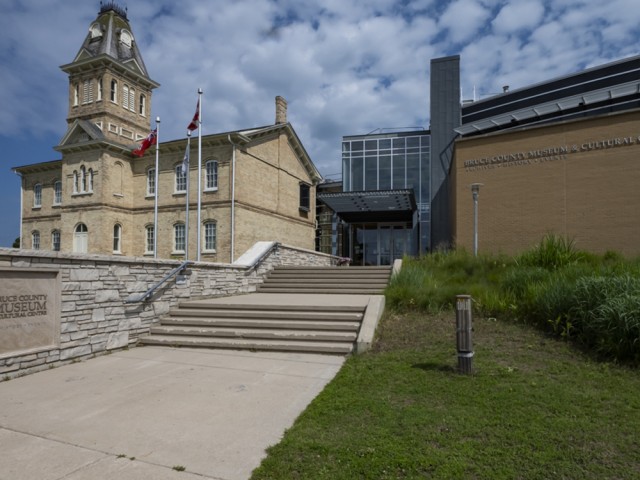 The main entrance to the Bruce County Museum and Cultural Centre. 