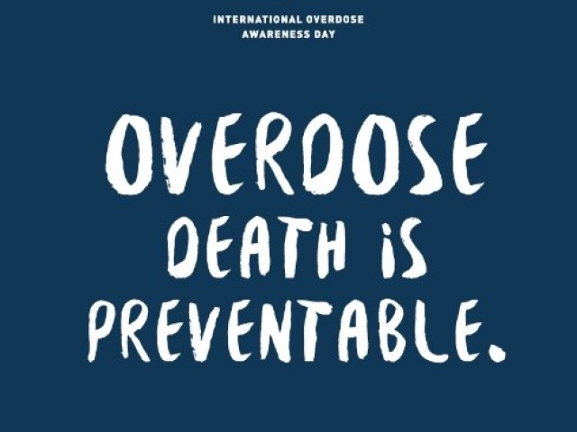 Text: 31 August. International Overdose Awareness Day. Overdose death is preventable. A Pennington Institute Initiative.