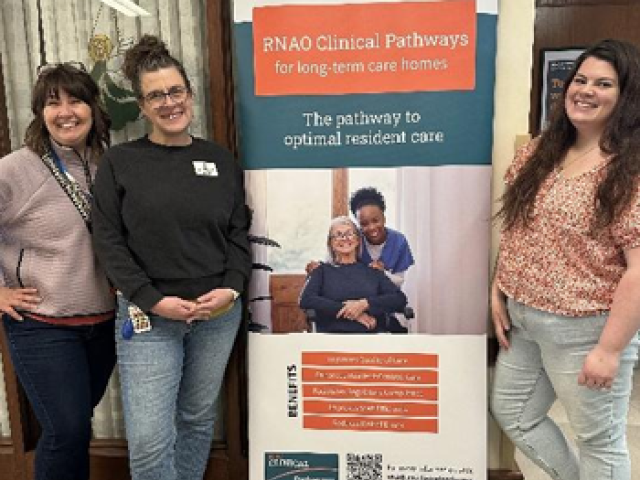 Nurse Managers Jodi Simonato and Robyn Wilson along with IPAC and Staff Development Lead Callie Jewell celebrating our Clinical Pathways!