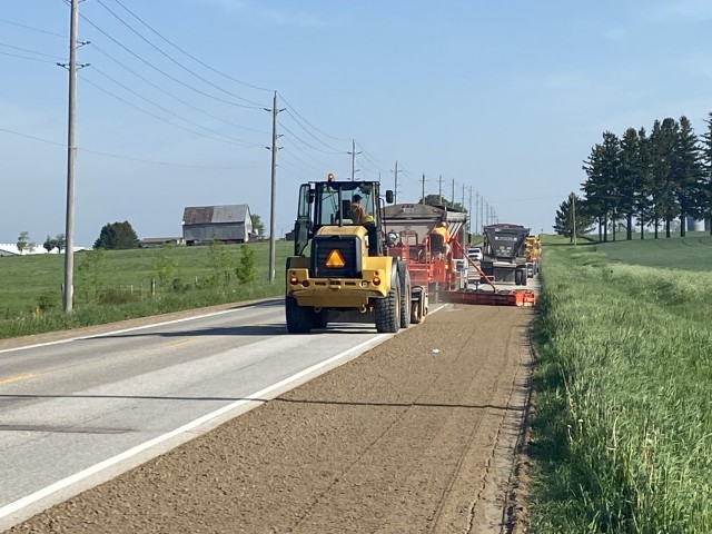 Construction equipment on County road